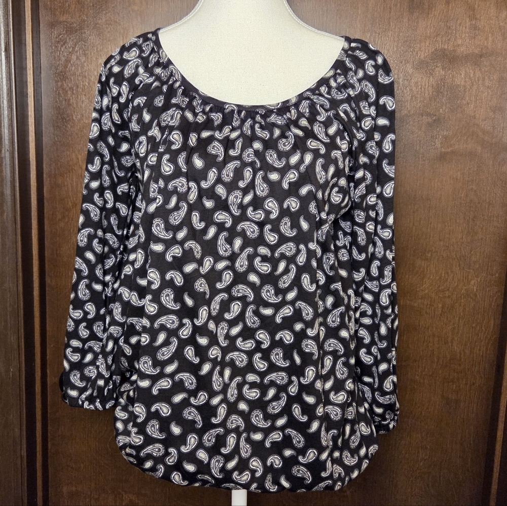 Michael Kors Black & White Paisley Blouse